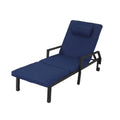 Patio Chaise Lounge Set – Adjustable Outdoor Lounge Chairs with Cushions & Headrest – All-Weather Rattan Reclining Lounge Chairs for Poolside, Garden, and Patio (2 Pcs, Light Blue)