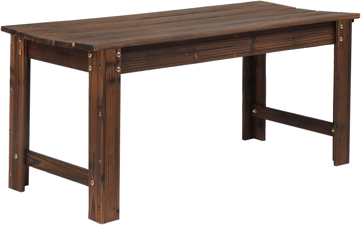 VINGLI Outdoor Wood Bench, 40" Outdoor Bench Patio Wooden Bench Garden Bench Outdoor Backless Bench for Deck Patio (Carbonized)