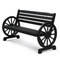 VINGLI Rustic Wooden Wheel Bench Outdoor Bench, Patio Bench Wagon Slatted Seat, Garden Benches for Outdoors 350lbs High Capacity, Weather Resistance (Rustic, 41in)