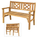 Giantex Outdoor Wooden Garden Bench - 2-Person Acacia Wood Loveseat with Armrests, Backrest, 800lbs Capacity, Patio Park Bench for Backyard, Front Porch Bench (Non-Foldable)