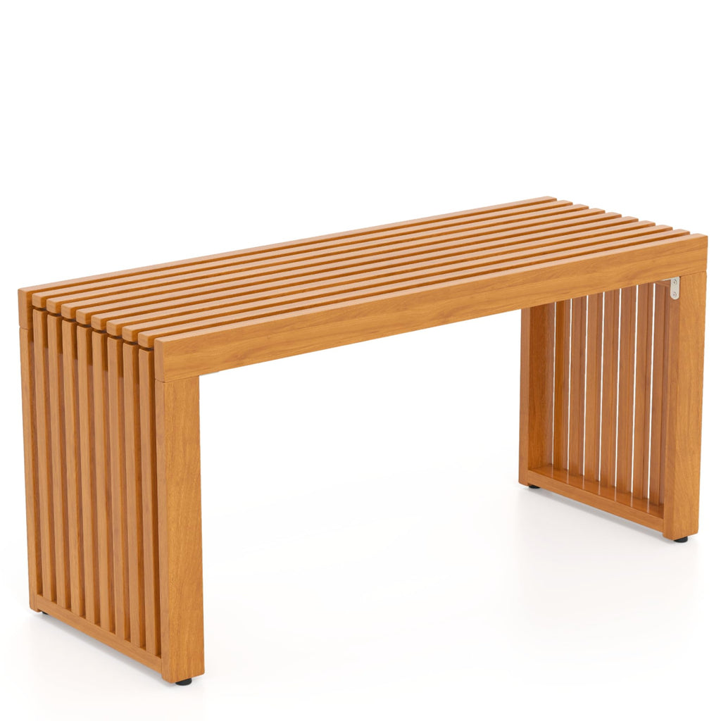 Tangkula Patio Acacia Wood Bench, 36” Outdoor All-Slat Wood Bench for 2 People, 800 lbs Capacity, Outdoor Backless Seating Furniture for Park, Garden, Yard, Porch (1,Teak)