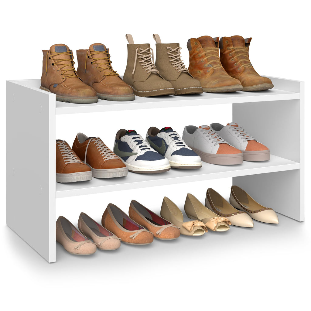 VASAGLE Shoe Rack for Closet, Stackable Shoe Organizer Shelf for Entryway, 3 Tiers, 11.7 x 32.3 x 21.3 Inches, White ULBS061WZ01S