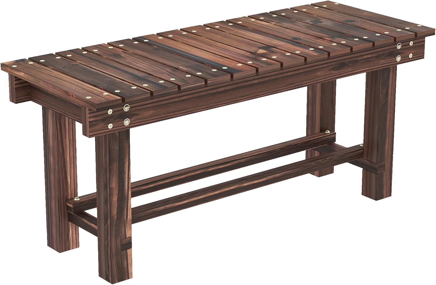 Outsunny 35.4" Wooden Garden Bench with Storage Shelf, 2 Seater, Suitable for Patio, Balcony, Outdoor Bench, Carbonized Wood