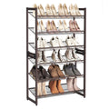 SONGMICS Shoe Rack, 8-Tier Shoe Organizer, Metal Rack for Garage, Set of 2, 4-Tier Stackable Shelf, with Adjustable Flat or Angled Shelves, 32-40 Pairs, Ink Black ULMR08B