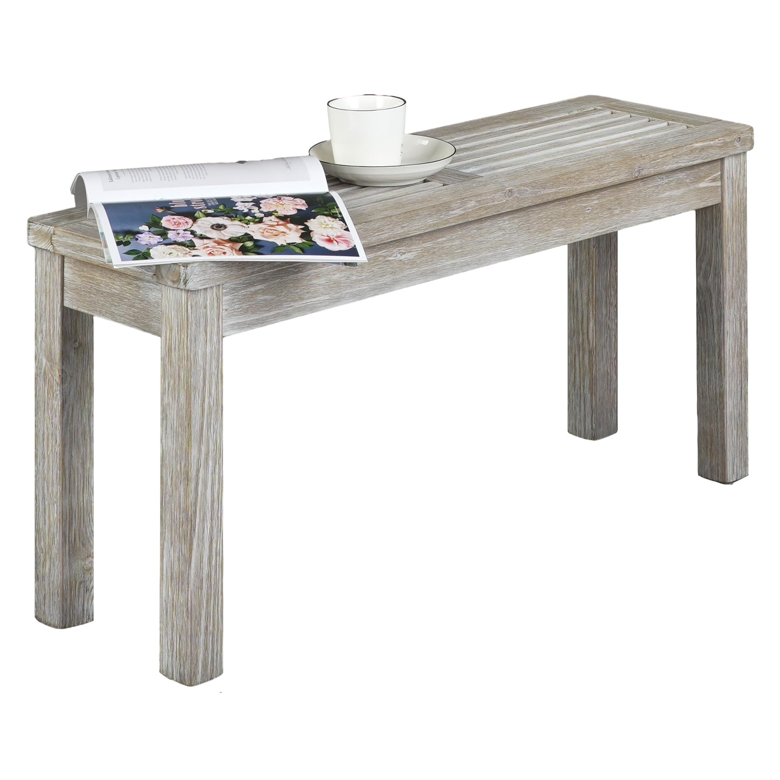 VINGLI Outdoor Wooden Bench, 40” Porch Bench Outdoor Backless Garden Bench, Small Outdoor Bench for Deck Patio Entryway