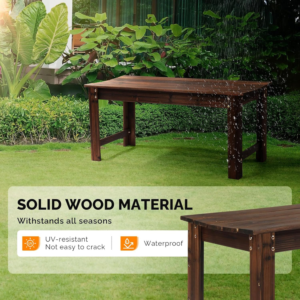 VINGLI Outdoor Wood Bench, 40" Outdoor Bench Patio Wooden Bench Garden Bench Outdoor Backless Bench for Deck Patio (Carbonized)