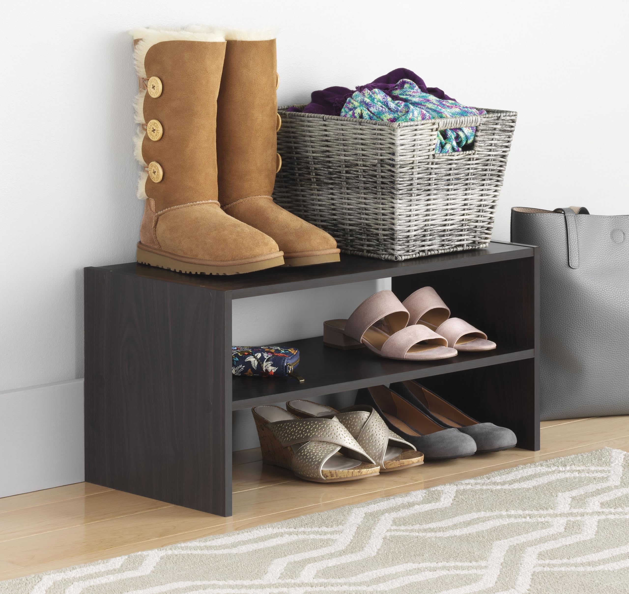 Whitmor Stackable 31" Extra Wide 2-Shelf Storage Organizer, White