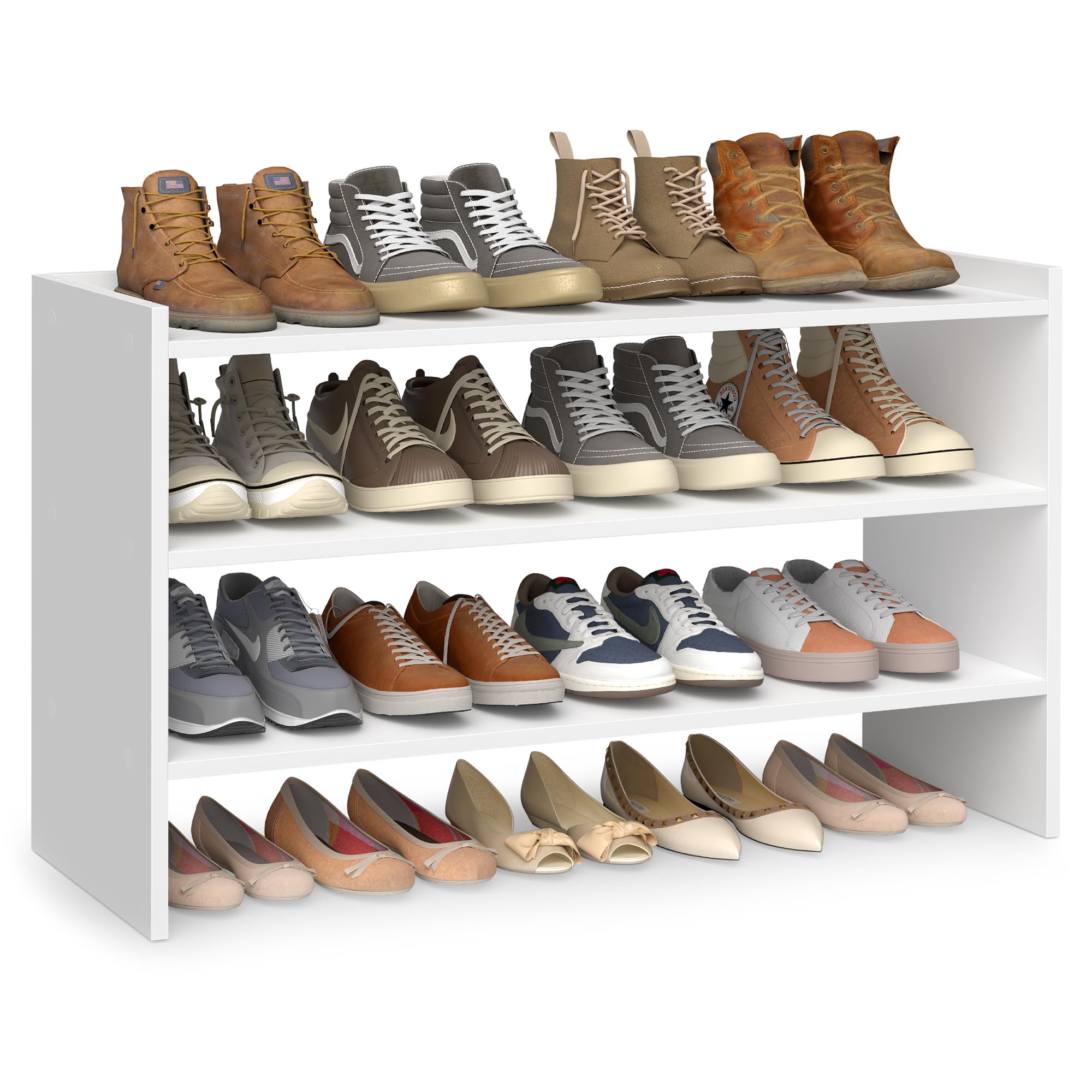 VASAGLE Shoe Rack for Closet, Stackable Shoe Organizer Shelf for Entryway, 3 Tiers, 11.7 x 32.3 x 21.3 Inches, White ULBS061WZ01S