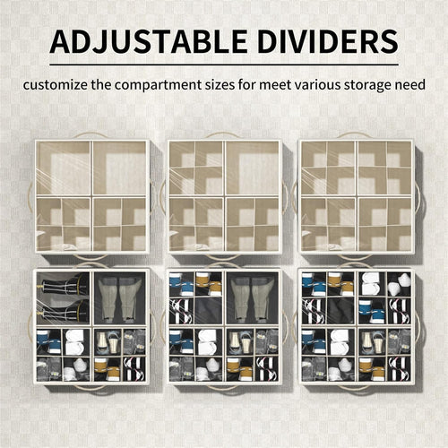 Aokeyee Shoe Organizer for Closet,2 Pack Foldable Shoe Storage Organizer Box Bin with Adjustable Dividers and Clear Cover, Fits up to 16-32 Pairs