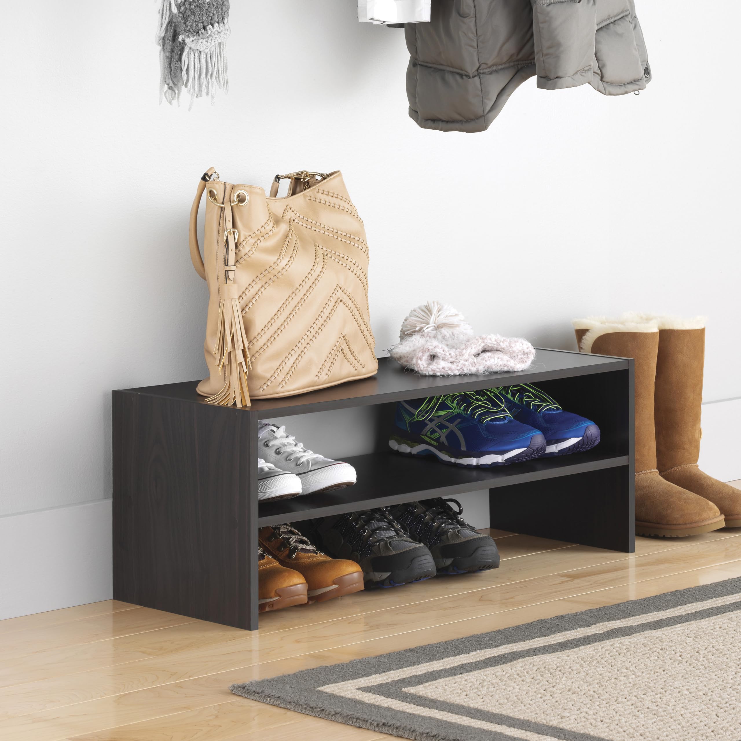 Whitmor Stackable 31" Extra Wide 2-Shelf Storage Organizer, White