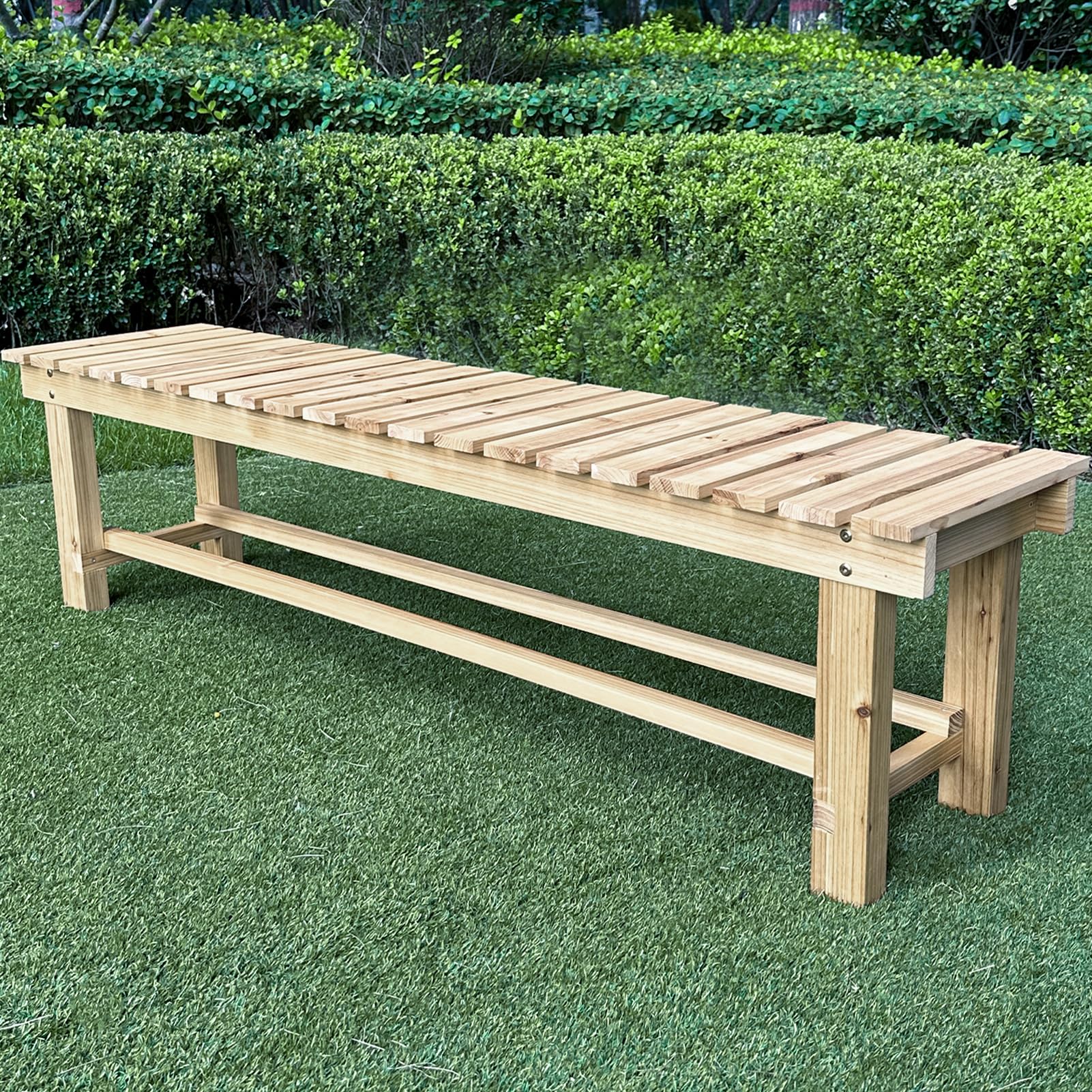 Outdoor Garden Bench, 2-Person Wood Patio Bench Weatherproof Outdoor Backless Bench, Anti-Corrosion and Anti-Rust Garden Benches for Garden Lawn Porch Park Backyard (Carbonized,35.5''/90cm)