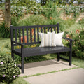 Flash Furniture Adele Commercial Indoor/Outdoor Acacia Wood Bench, 2-Person Slatted Patio Loveseat, for Use in Yard, Garden, Porch, or Park, Brown