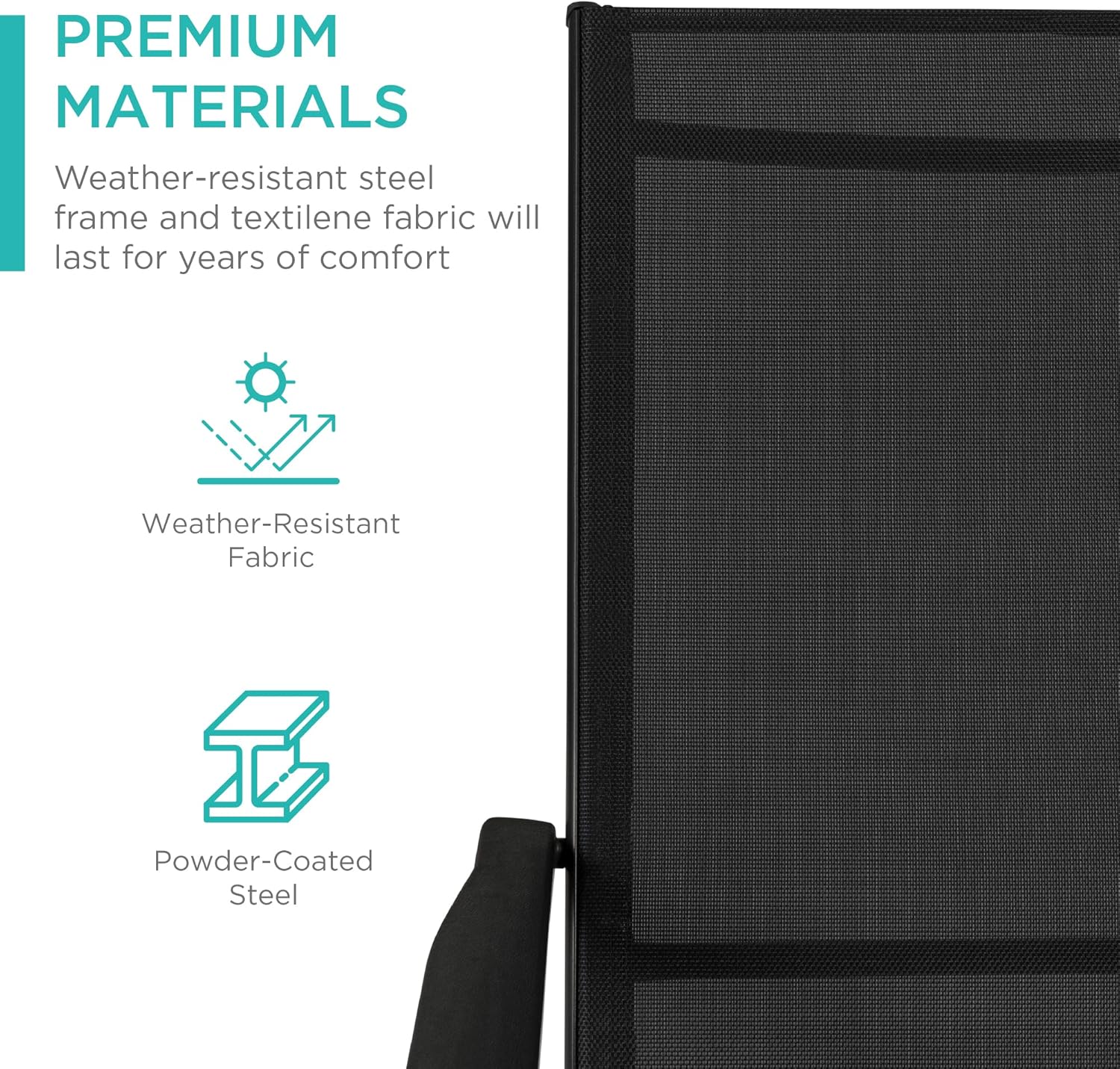 Best Choice Products Set of 2 Outdoor Patio Chaise Lounge Chair Adjustable Reclining Folding Pool Lounger for Poolside, Deck, Backyard w/Steel Frame, 250lb Weight Capacity - Black